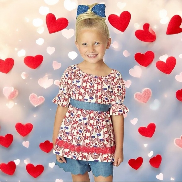 Matilda Jane Love Letters Fouth of July American Peasant Blouse Girl's Size 10 - Picture 1 of 10